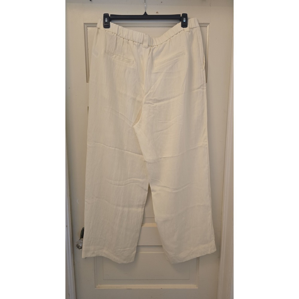A New Day Women Ivory Wide Leg Slacks Lyocell Blend Linen Look Pants Size 16 - Picture 4 of 4